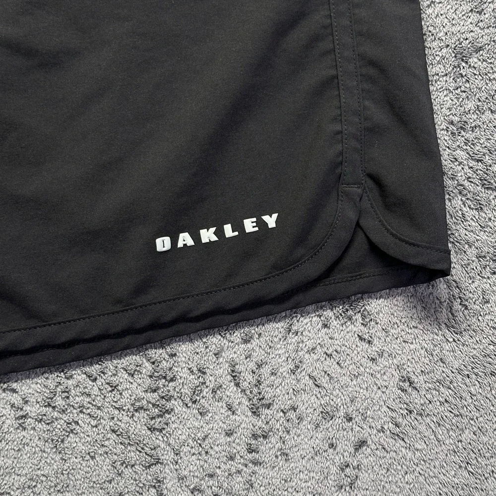 Oakley Performance Fit Board Shorts Men 38 Black Lace Up Zipper Pocket Trunks
